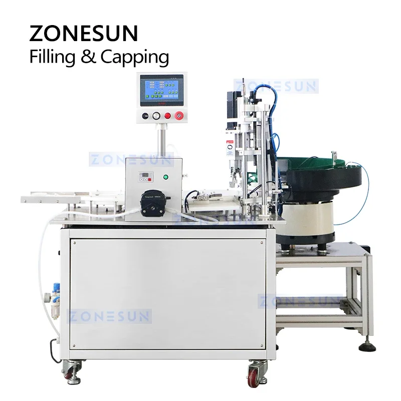 ZONESUN mesin pengisi botol otomatis, penyemprot minyak esensial, ZS-AFC15 kemasan cair pompa peristaltik, penyemprot kabut