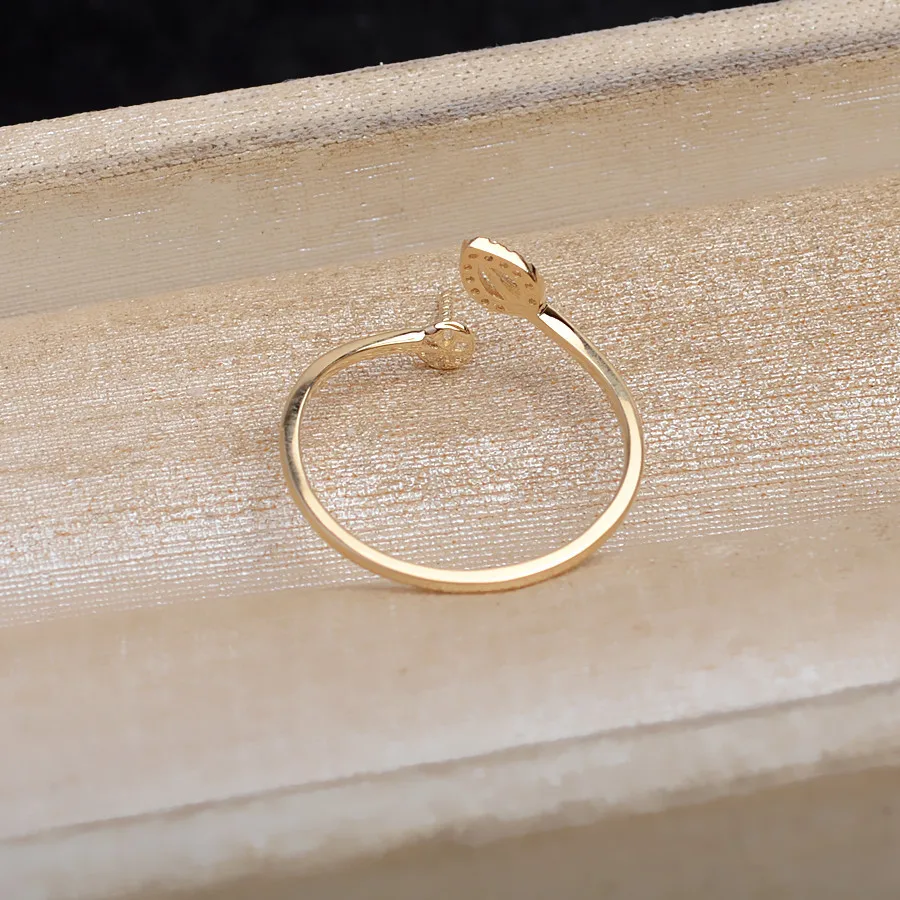 DIY Leaf Shape 18K Gold AU750 Ring Mountings Findings Jewelry Mounts Settings Accessories Parts for 6-8mm Pearls