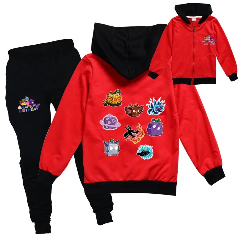 Zz04zz12 الخريف الشتاء الاطفال رياضية ثلاثية الأبعاد B-BloxES الفواكه طباعة سستة هوديس بلوزات السراويل مجموعات ملابس الأولاد عادية الفتيات T #6