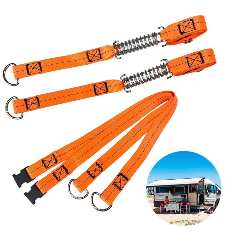 Caravana Awning Fixing Kit-Durable Straps Anti-Wind Springs & Hooks Accessories For Tent Stabilization In RV Camping Accessories