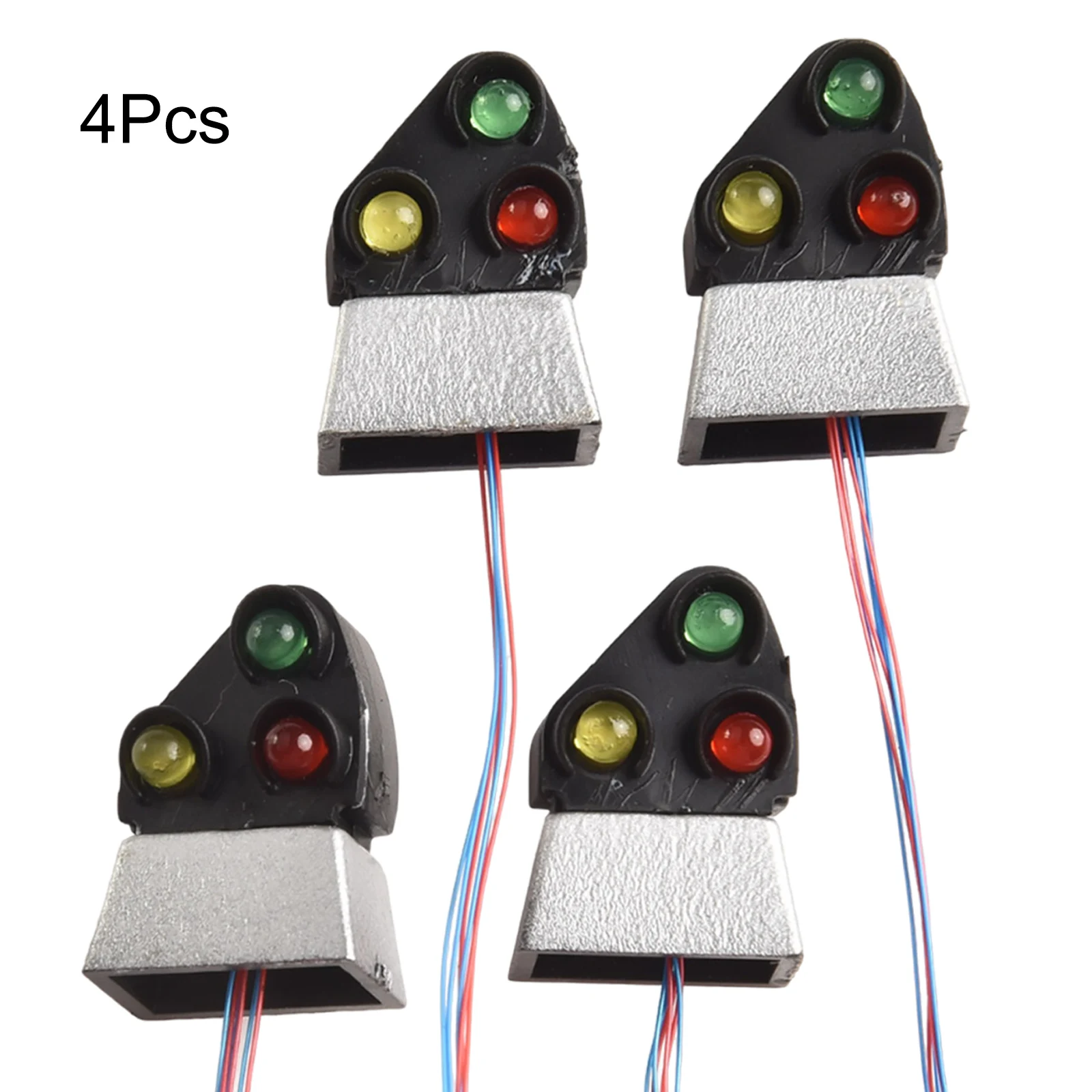 3-Color LED Red Yellow Green Dwarf Signal 4Pack For Model Train For Micro- Landscape Ground Layout Decor Parts