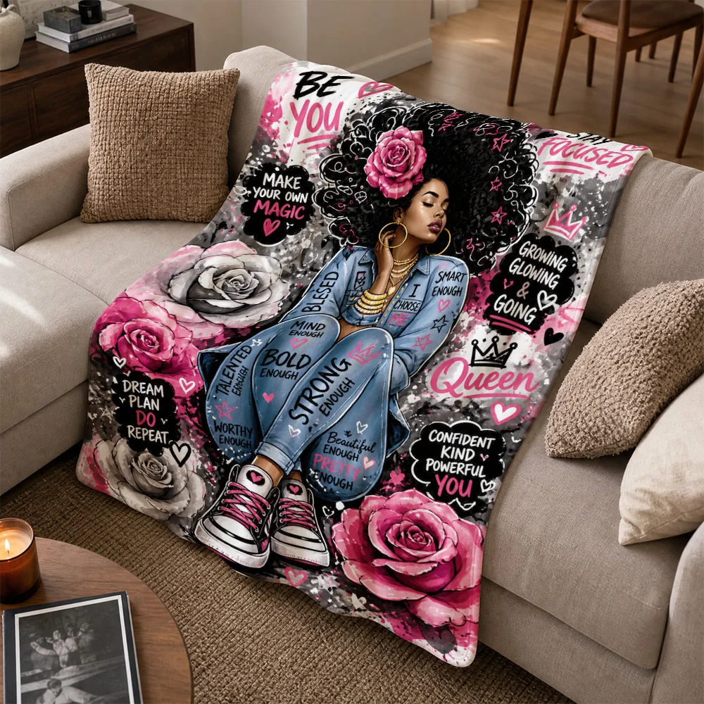 Large Floral Queen Sofa Throw Blanket Aesthetic Roses Couch Cozy Home Decor Gift for Woman Trendy Boho Inspirational Throw