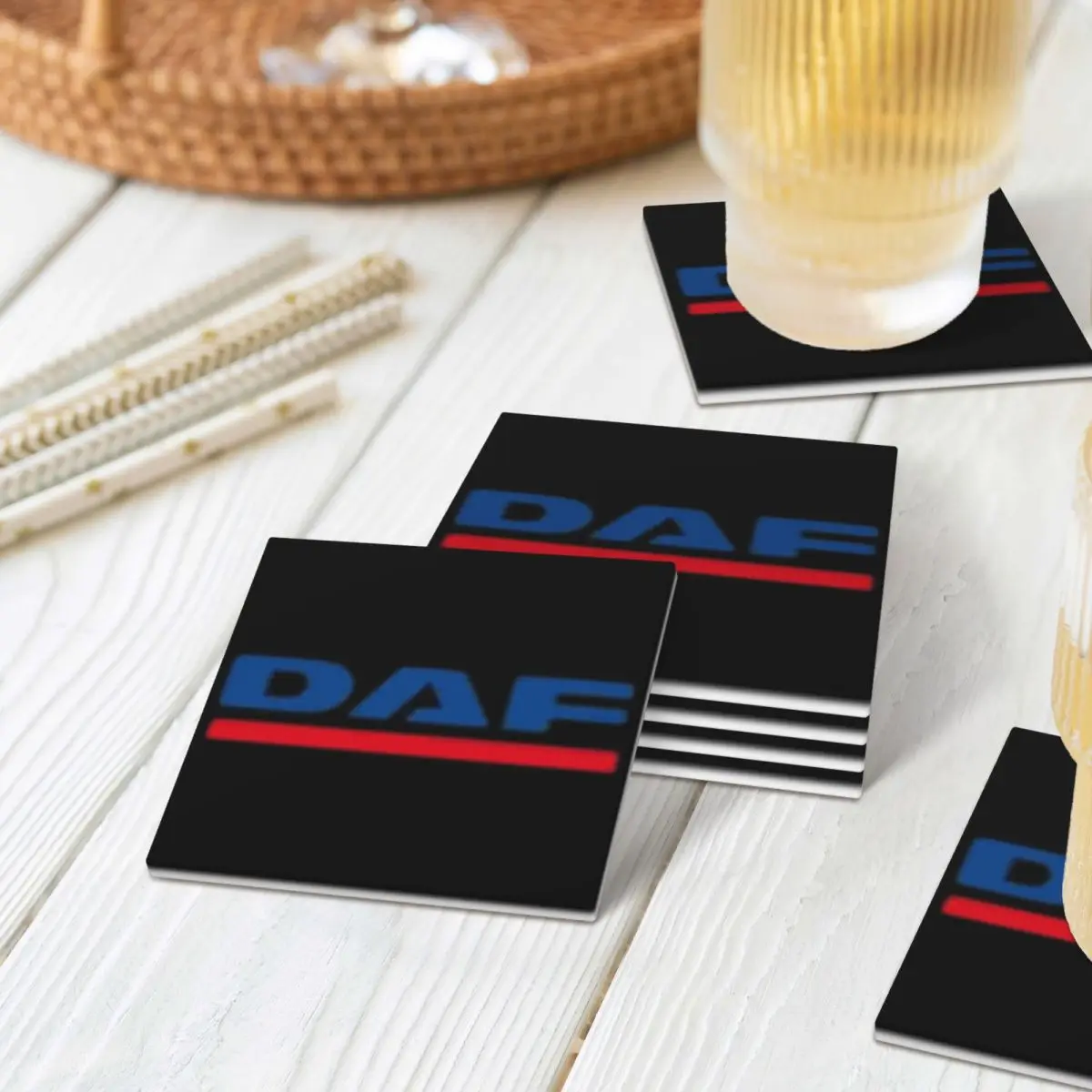 

DAF Logo Coaster Ceramics Hot Pad Table Decoration And Accessories Mat For Kitchen Dining Table Mat Coffee Mat