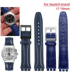 New blue Cowhide bracelet for swatch Genuine Leather Strap 17mm 19mm Watchband red Women man watch belt Metal buckle accessories