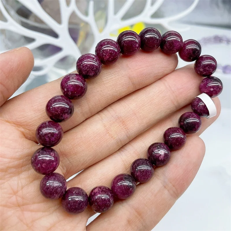 Natural Ruby Bracelet Handmade Women Healing Gemstone Crystal Strand Bangles Lovers Girlfriend Jewelry Gift 1PCS 9MM