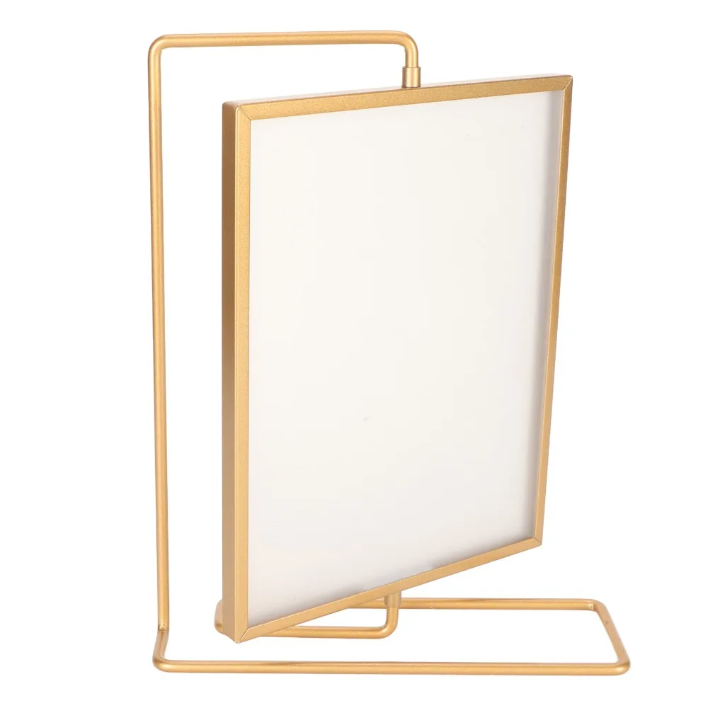 Iron Rotating Photo Frame 8.27x2.76x10.87in Rectangular Double Sided Picture Frame Gold Double Sided Floating Photo Frame