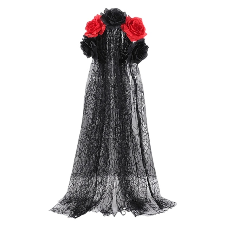 

День мертвых головной убор Rose Florals Crowns Veils костюм Хэллоуин для женщин