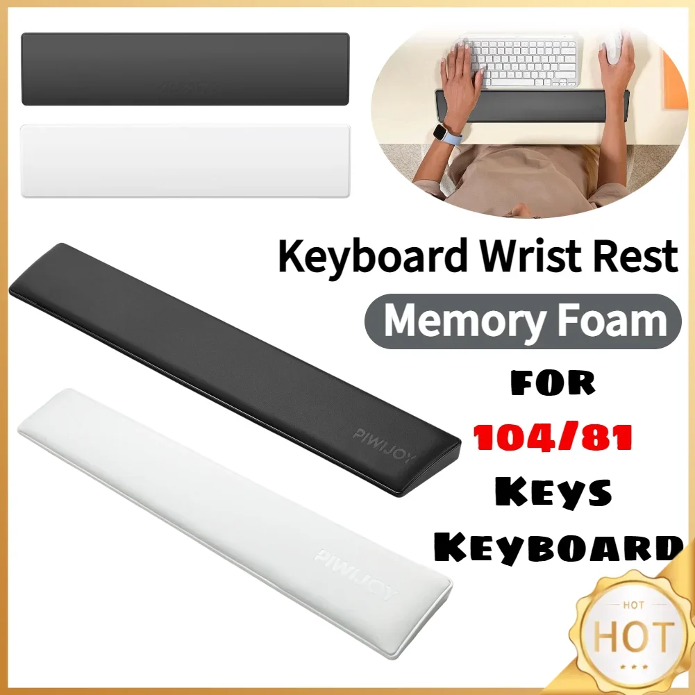 Keyboard Wrist Rest Pad Ergonometric Memory Foam Hand Support Anti-Slip Rubber Stable Base for 81/104 Keys Gaming Keyboard