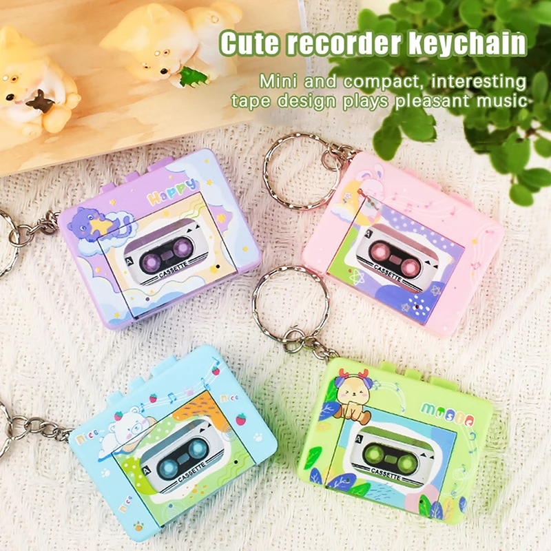 

Portable Keychain Musical Instrument Toy Gift Nostalgic Recording Key Ring Music Box Pendant Radio Keychain