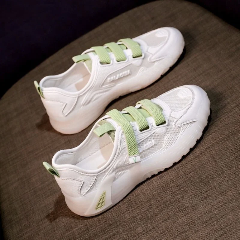 Women's Summer Sports Breathable Mesh Casual Flat White Shoes Students Thin Section Running Shoes Non-slip Comfortable Sneakers