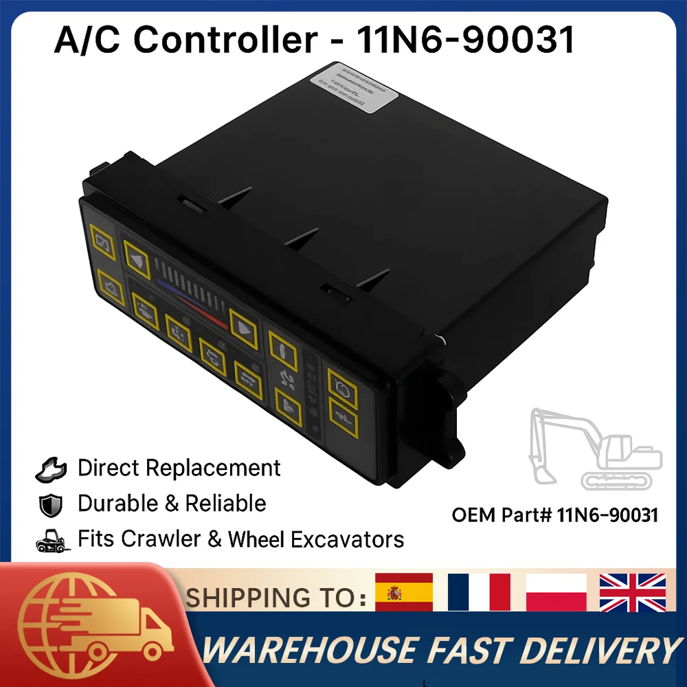 

11N6-90031 Air Conditioner Controller AC Control Unit For Hyundai R110-7 R140LC-7 R160LC-7 R140W-7 R210-7 R225-7 Climate Panel