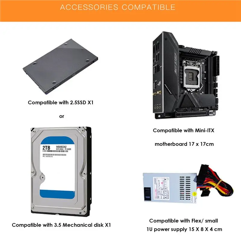 

TCE A09 HTPC Computer Case Mini ITX Gaming PC Chassis Desktop Chassis USB3.0 Computer Case Home Computer Case Silver