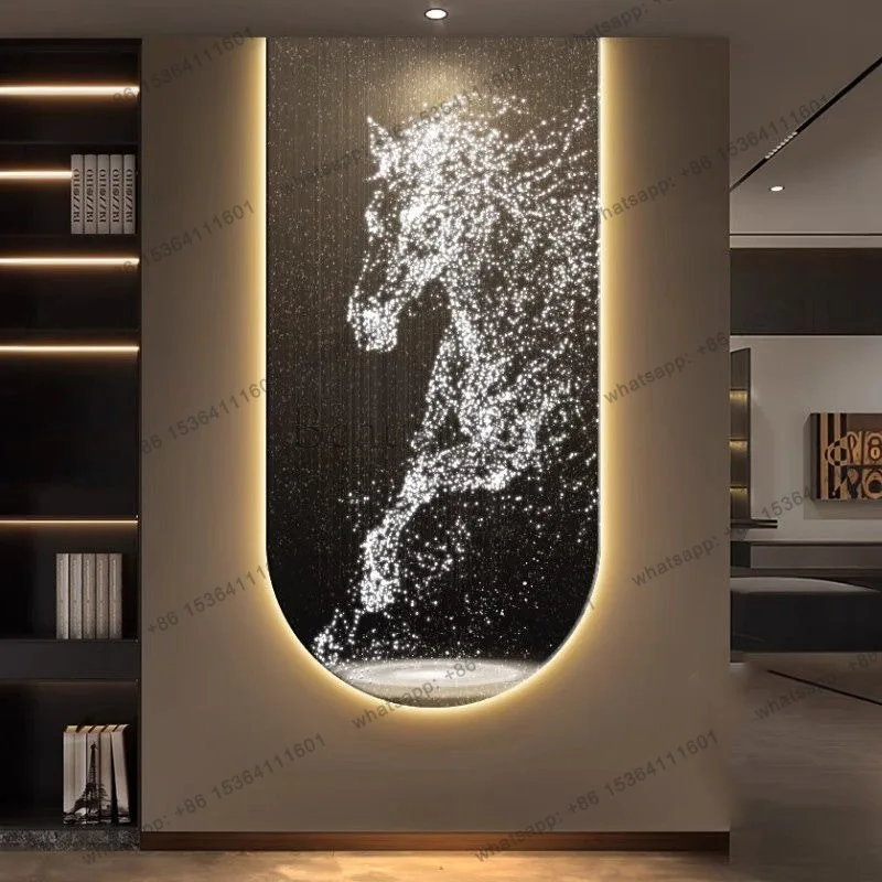

Light luxury horse to success entrance decoration painting atmospheric horse corridor aisle hanging painting with lights