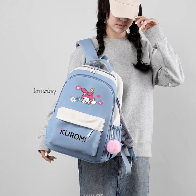 

MINISO Cute Kuromi Backpack Female Male High Capacity Waterproof College School Bags Trendy Women Men Laptop School Bags