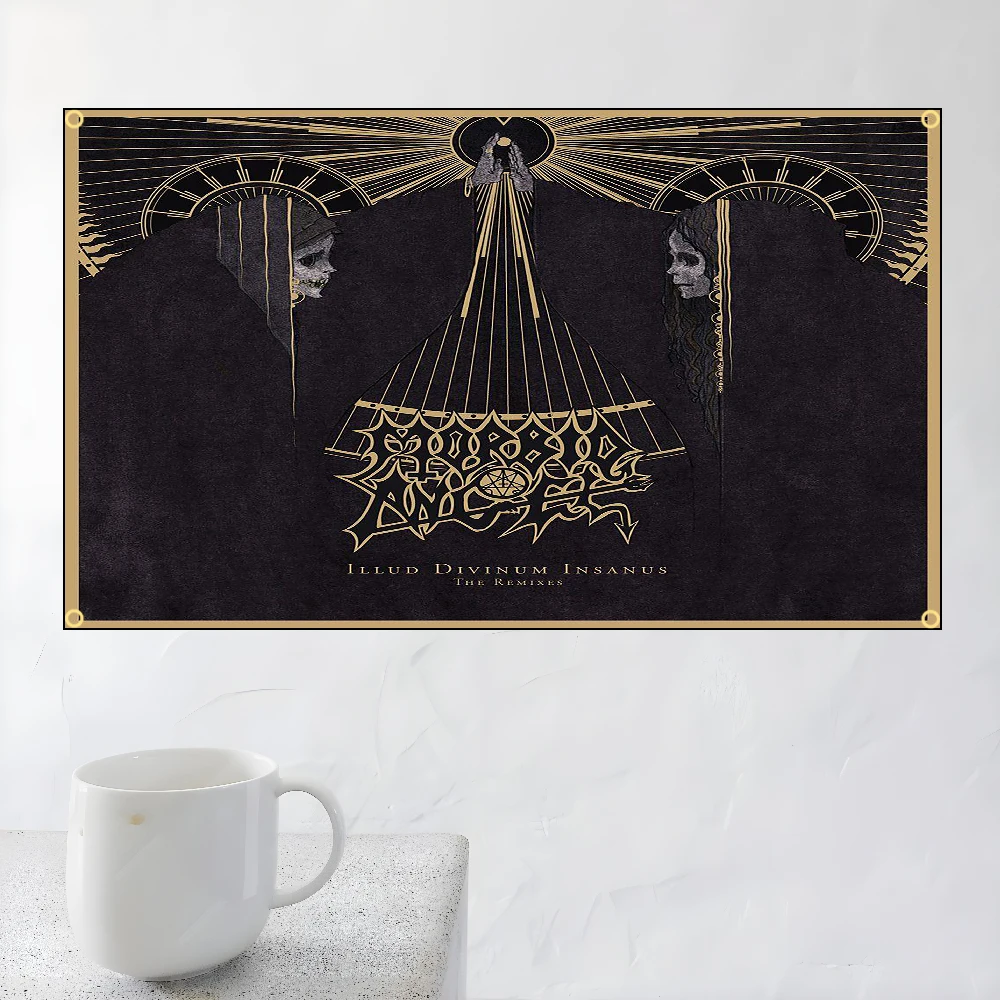 M-Morbid Angels Heavy-Rock-Band-Flagge, Polyester-Digitaldruck-Banner für Schlafzimmer, Wandkunst, Outdoor-Wandteppich