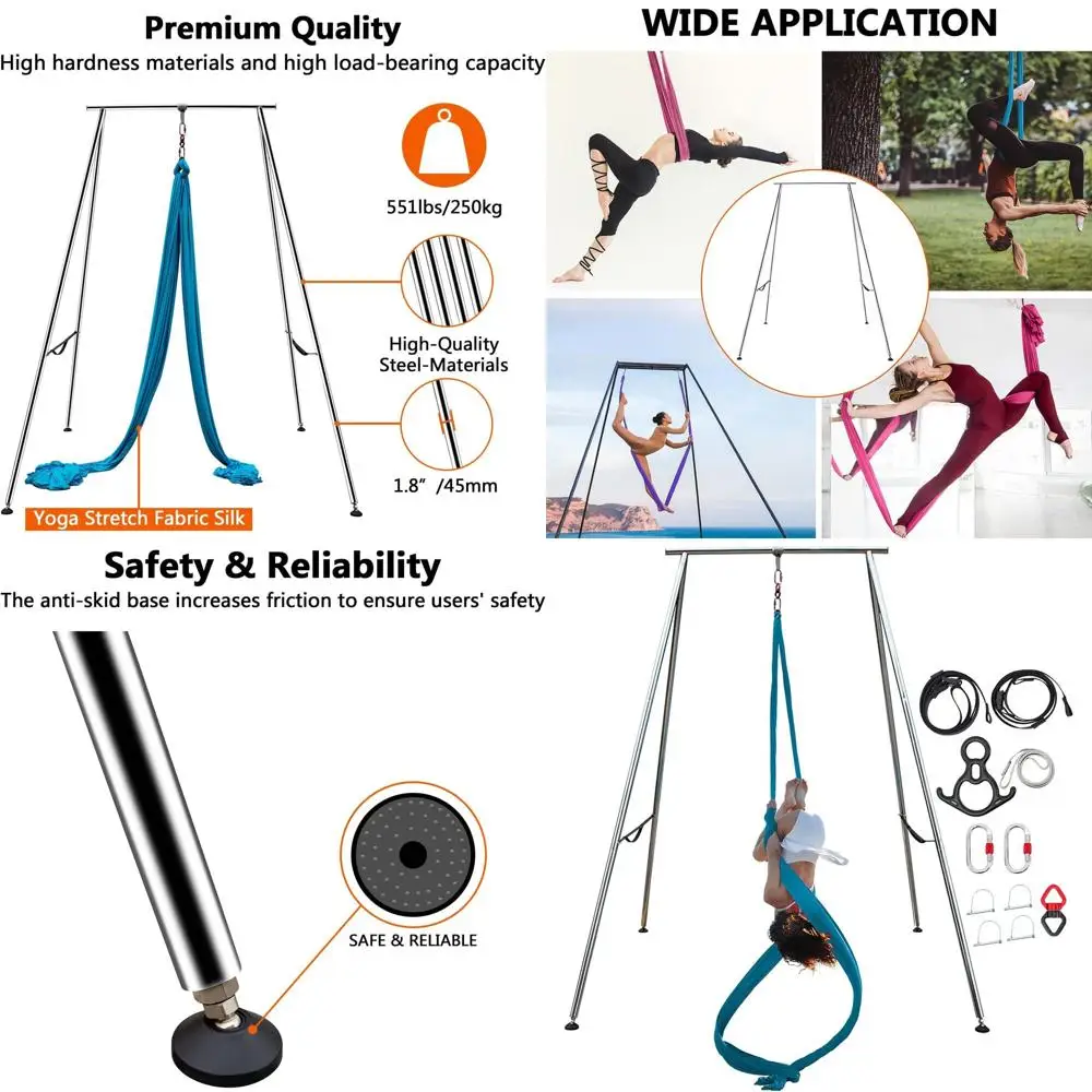 

Регулируемый по высоте аэроподвесной тент для йоги с шелковым полотном 18/33 футов, выдерживает до 250 кг