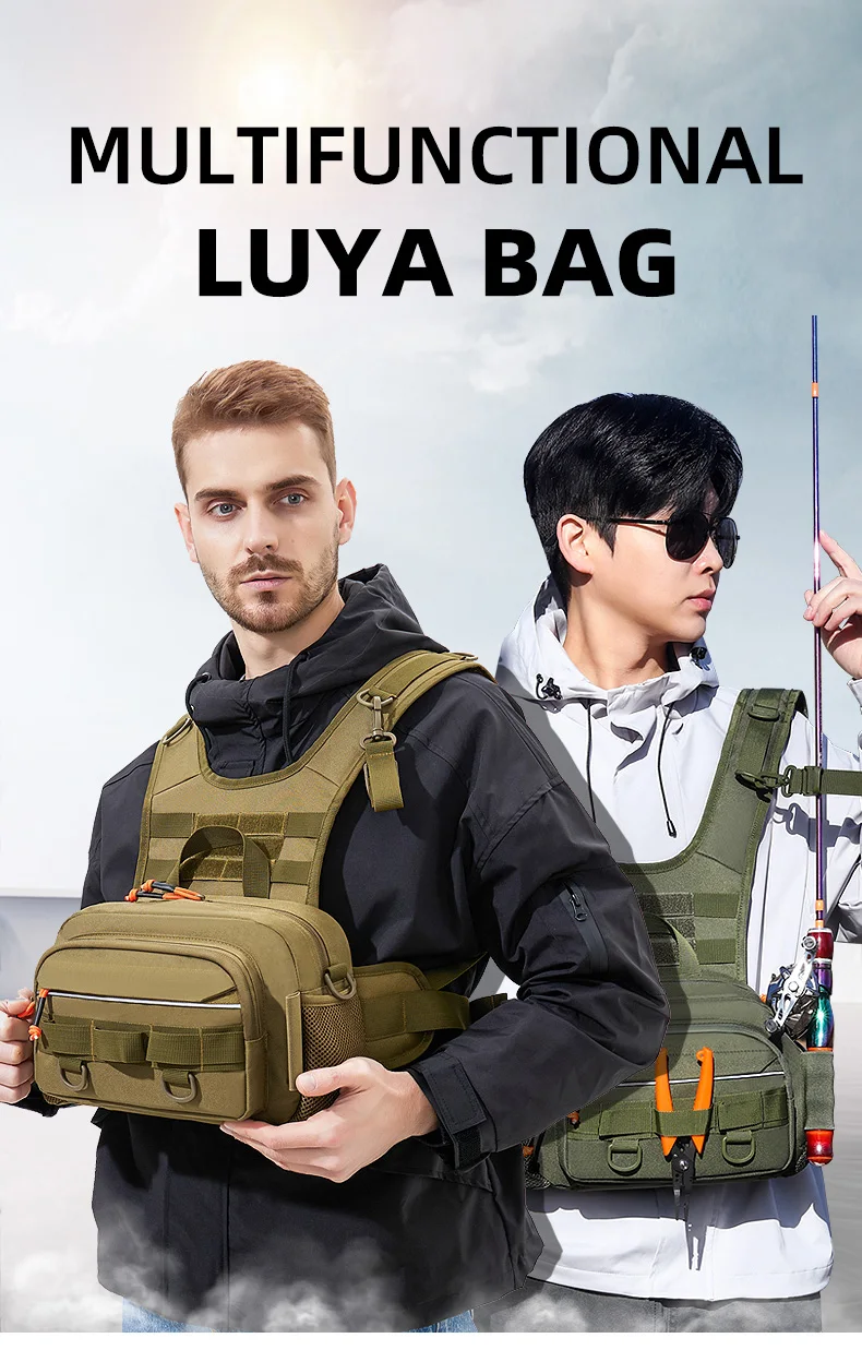 Angeln Locken Vorne Brust Weste Reise Rucksack Camping Wandern Outdoor Radfahren Bergsteigen Ausrüstung Taktische Tackle Tasche für Männer Sac – Detail 2