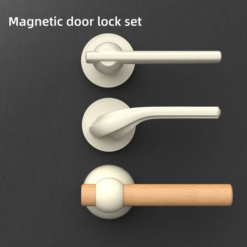

Wooden Door Handles With Lock Cream White Aluminum Nordic Entrance Interior Door Handles and Keys Bedroom Door Lock Handles