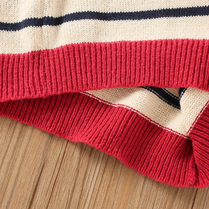 2023 Spring Autumn Winter Fashion Warm 2 3 4 5 6 8 10 Years Children Pullover Stripe Knitted Loose Sweater For Baby Kids Girls