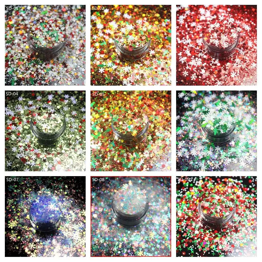 Christmas manicure sequins  (10g) for Resin Craft DIY  Snowflakes Star Christmas Tree Party Supplies Scene Decoration