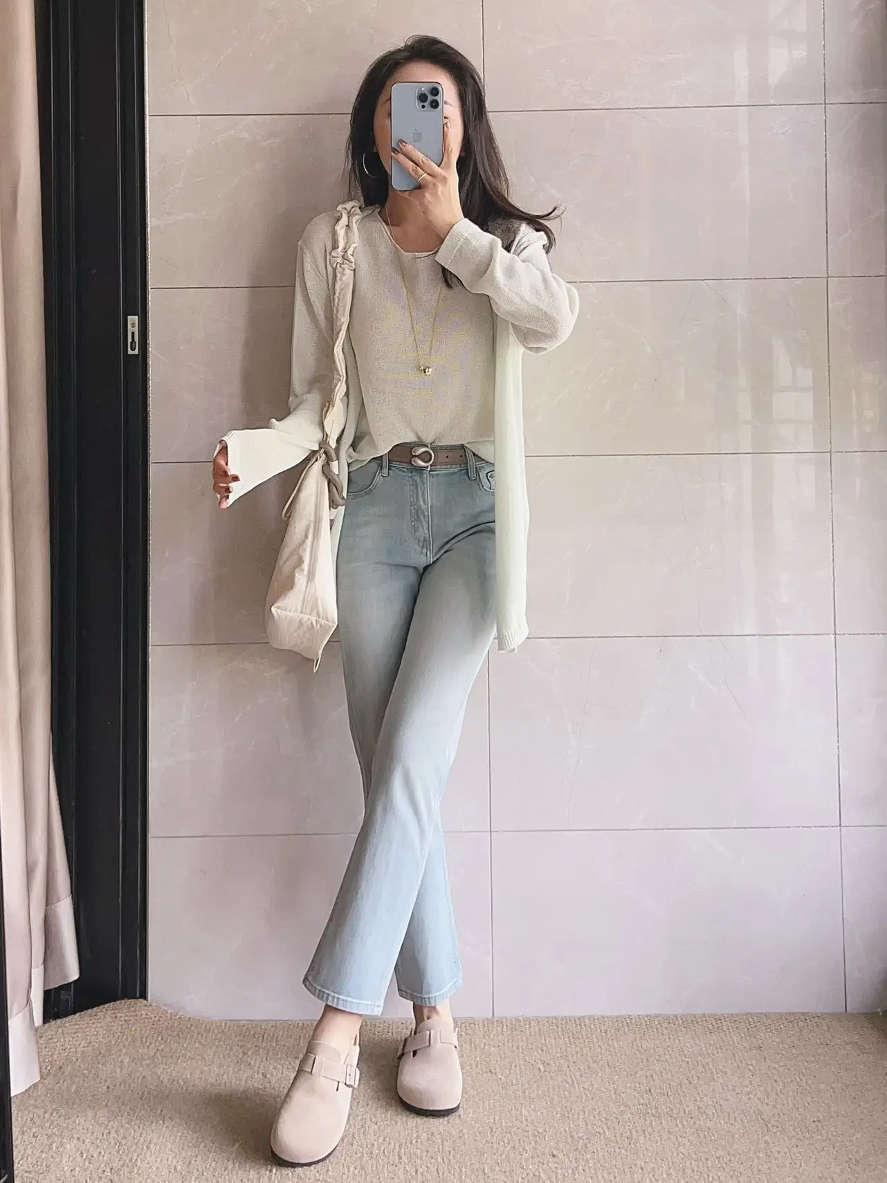 

Soft Light Blue Embroidered Heart Four-Way Stretch Slim Leg Jeans Princ Barbara Home Simple Sle Women's Denim Pants