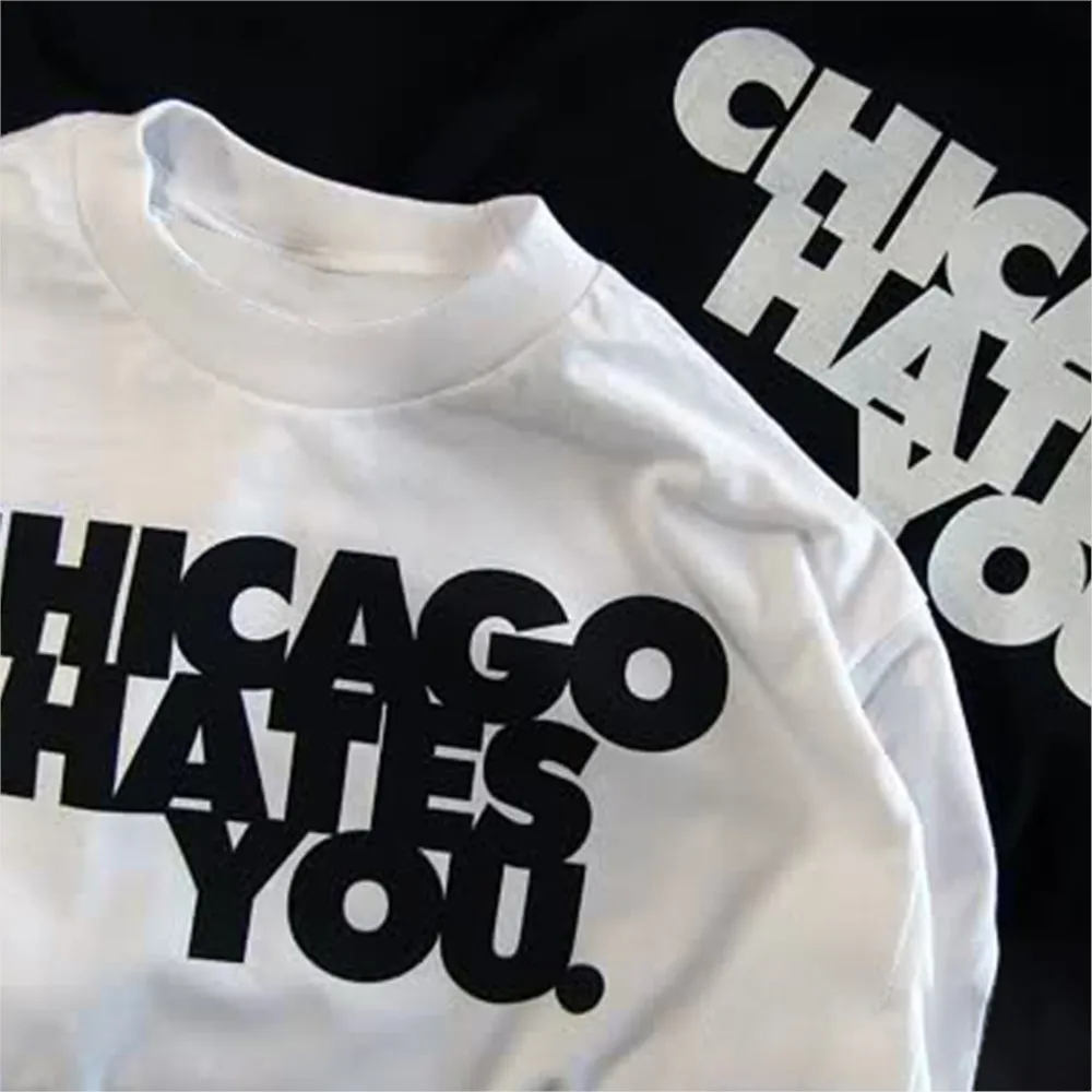 شيكاغو أكرهك الهيب هوب Harajuku إلكتروني قميص مطبوع الرجال الشارع الشهير فاسق قصيرة الأكمام قطنية عالية الجودة المحملة خمر القوطي Y2K الملابس
