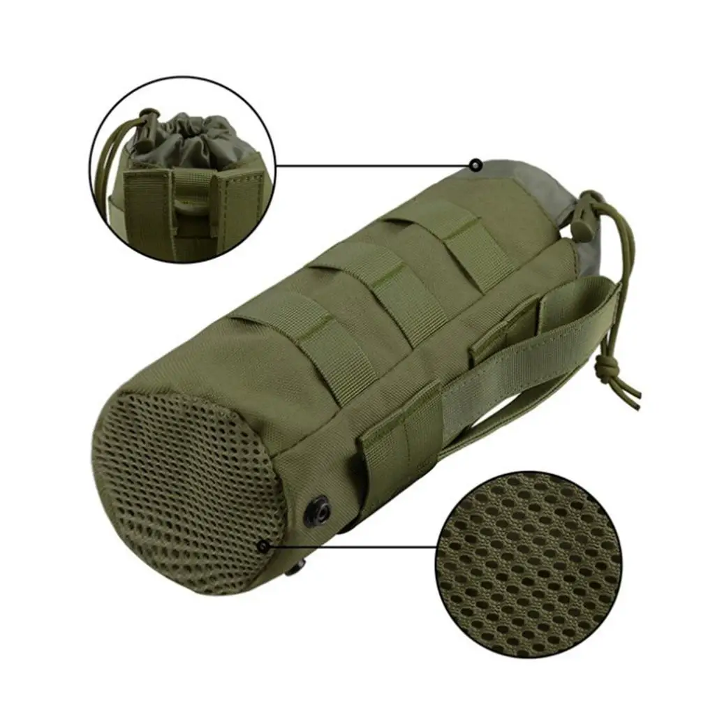 Tactical Molle Water Bottle Pouch, Bottle Holder with Top Drawstring, Portable