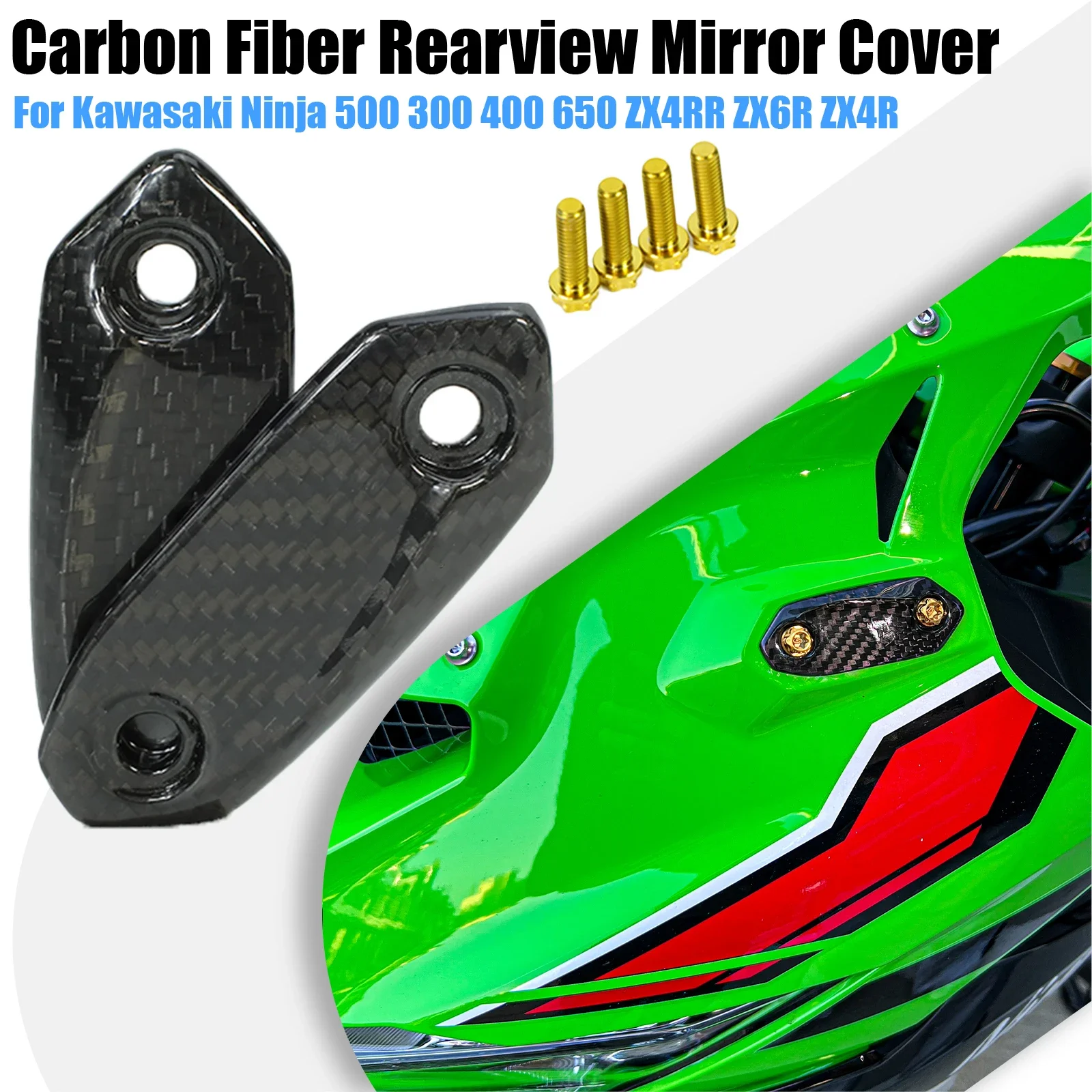 

Motorcycle Carbon Fiber Rearview Mirror Base cover For Kawasaki Ninja 500 300 400 ZX4RR ZX6R ZX4R Motorcycle Mirror Base Bracket