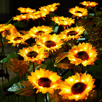 LED Solar Sunflowers Rose Flower Light Home Decorative Flower Lights Garden Decoration Lawn Lamp Waterproof Landscape Rose Light