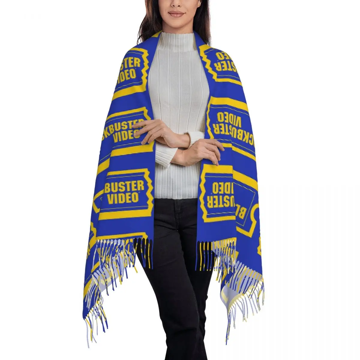 Blockbuster Video Scarf Tassel Scarves Women Soft Warm Shawls and Wraps Large Fall Winter Shawl Wrap