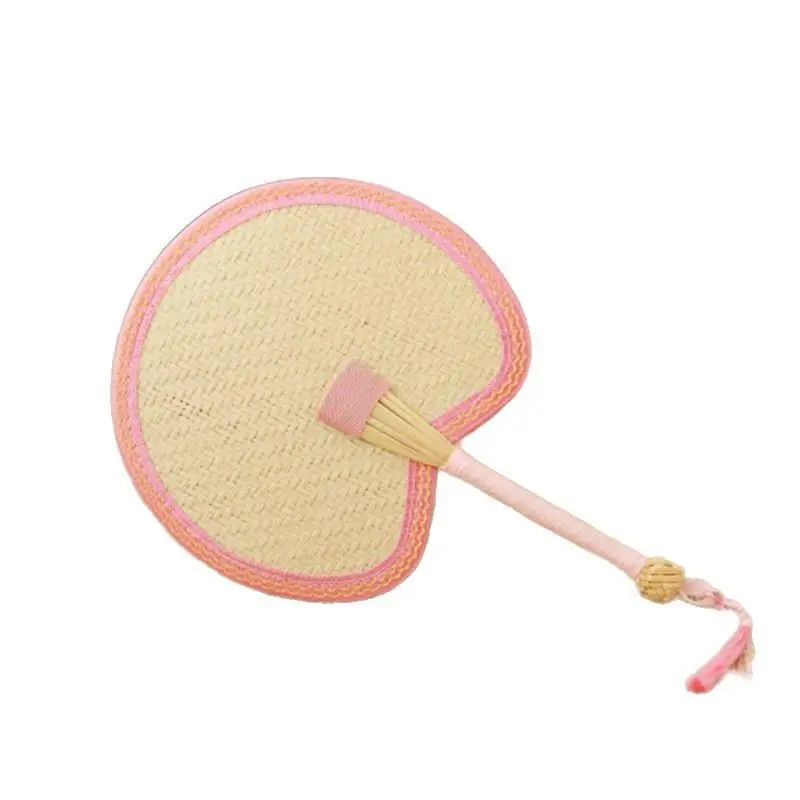 Handmade Natural Woven Palm Straw Handheld Fan Portable Quiet Summer Cooling Item for Student Dormitory Use