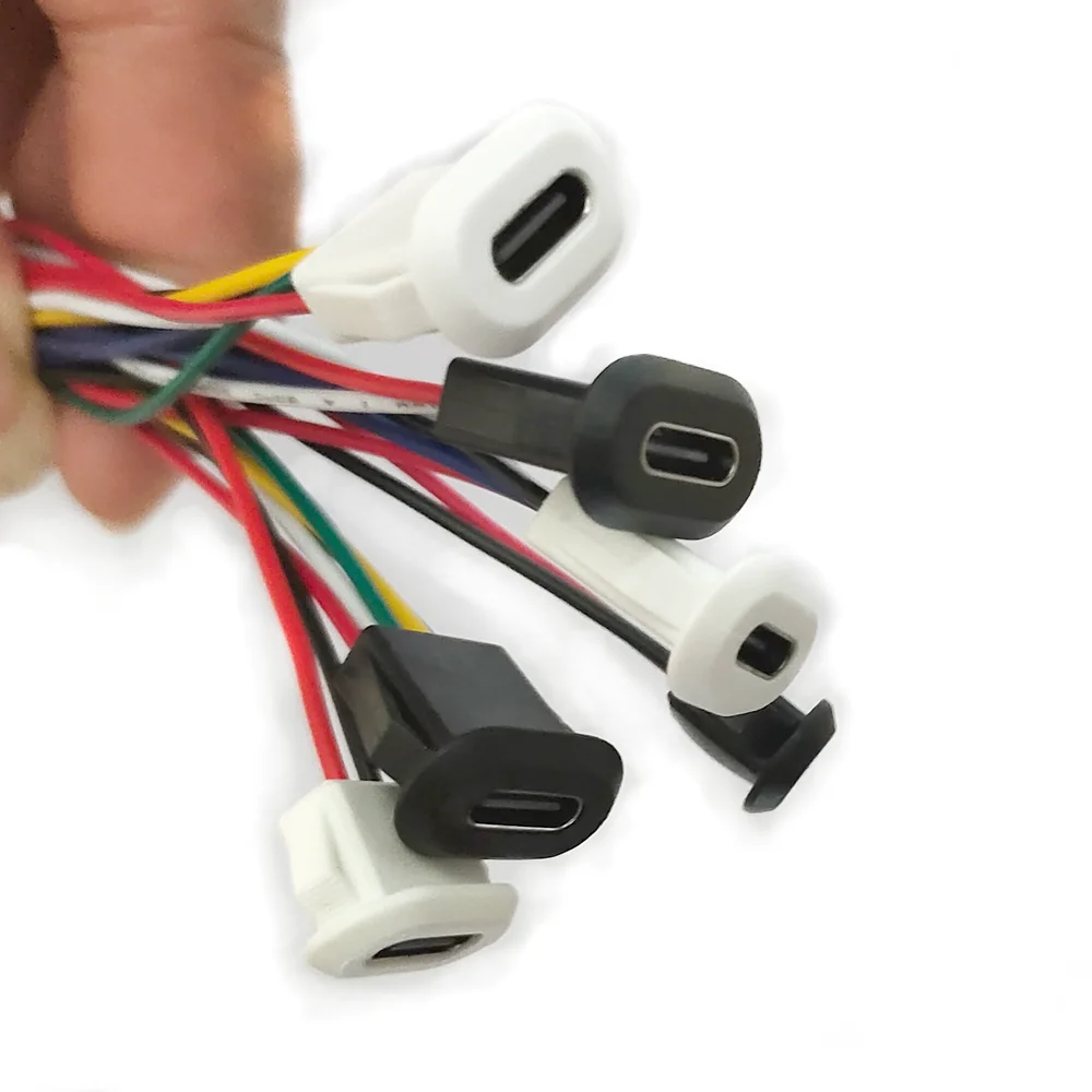 2 Pin USB-C Type Waterproof Connector 3A Type-C Direct Compression 2/4/6Pin Female Socket Charging Interface With PH2.0 Terminal