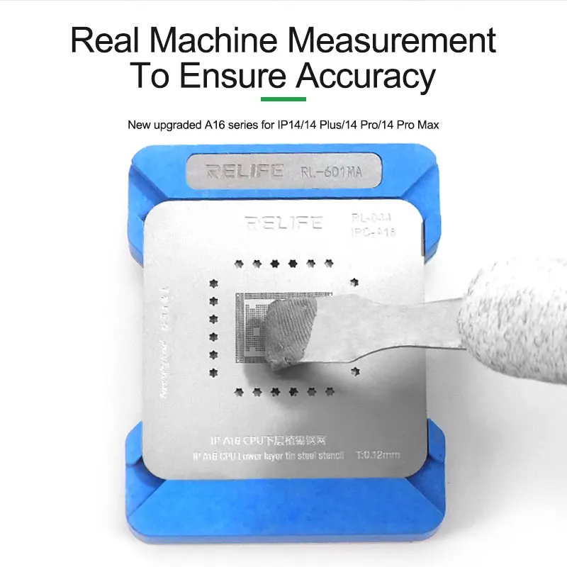 RELIFE RL-601MA 9 in 1 Universal CPU Reballing Stencil Platform For A8-A16 IP6~14 Pro Max IC Chip Planting Tin Template Fixture