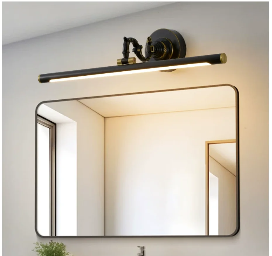 Copper Wall Lamp Rechargeable Mirror Headlight Bathroom LED Nordic Remote Controller Bathroom Makeup Mirror Cabinet Decoration