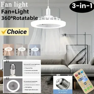 Ceiling fan with remote control and LED light, bedroom lighting base and living room, 3 speeds, E27, AC85, 265V, 3in 1 12 Main Sales Ceiling Fan Remote Control - №5