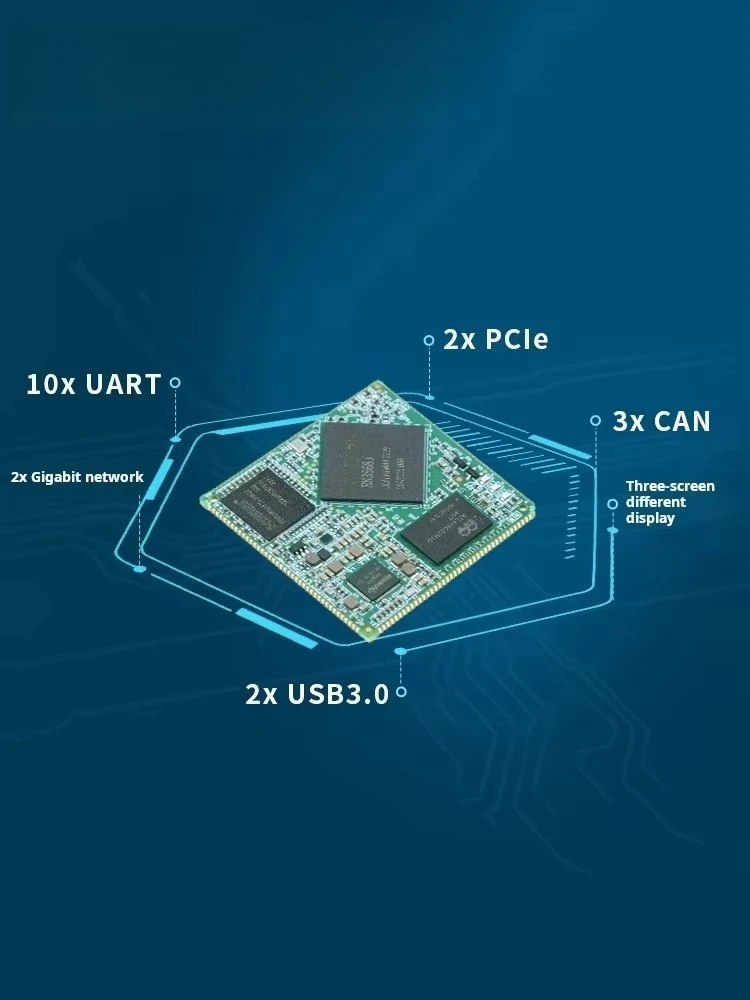 RK3568 Industrial Core Board, Quad-core Cortex-A55, AI NPU Development Chip Board with Stamped Holes