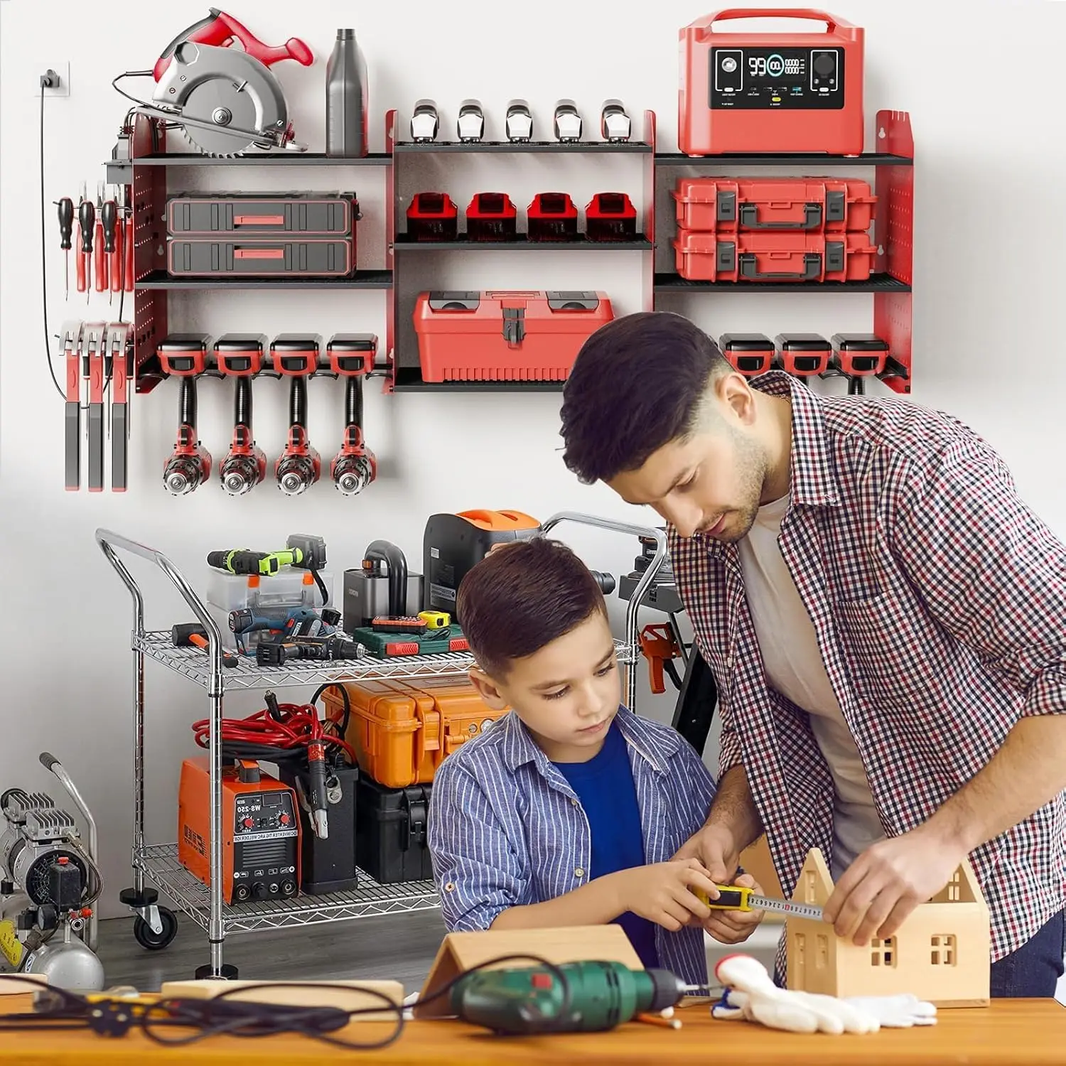 

Power Tool Organizer with Charging Station Wall Mount, 3 Layer Expanded Heavy Duty Garage Organization,Factory Direct Sales