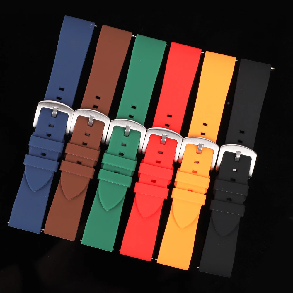 Universal Waterproof Silicone Sports Watch Band Durable Rubber Strap 20mm 22mm 24mm Replacement Soft Watchband