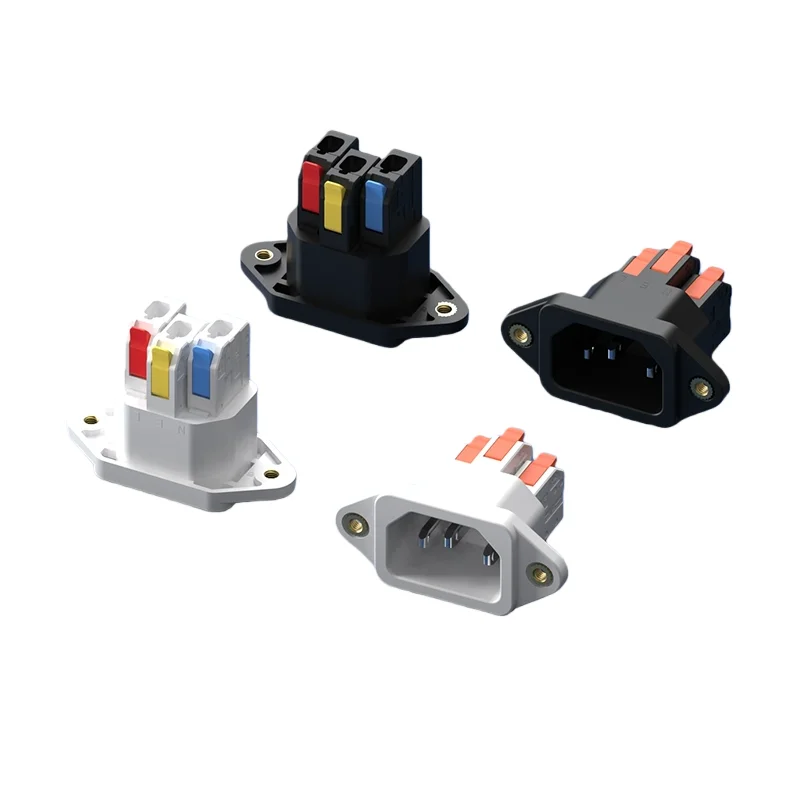 250V10A Welding Free Quick Press Connection AC Power Three Core Socket