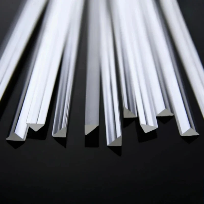 2/4/6Pcs Clear Acrylic Triangle Solid Rod Transparent Plexiglass Right Triangle PMMA Light Guide Column Stick Length 500mm