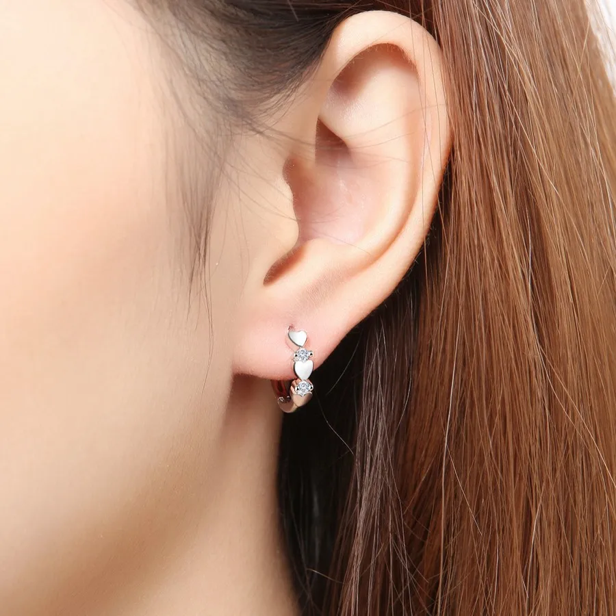 Cute Heart Small Hoop Earrings Women 3 Metal Colors Trendy Girls Ear Circle Earrings Fancy Accessories Statement Jewelry image 5
