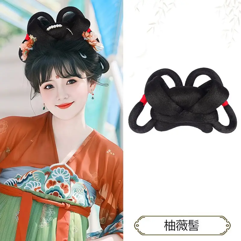 Zestaw do stylizacji włosów w stylu dynastii Tang |   Peruka Hanfu z kocim kociem All-in-One |   Gotowy do stylizacji, objęty upięcie damski kostium cosplay na festiwal noworoczny