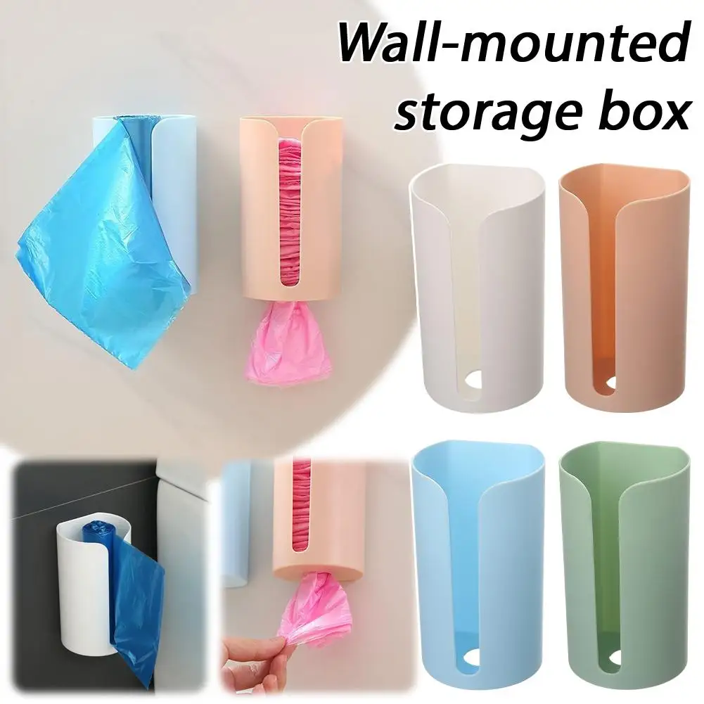 Wall Mounted Kitchen Garbage Bag Storage Box Creative Non-Perforated Plastic Bag Extractor Organizer for Home