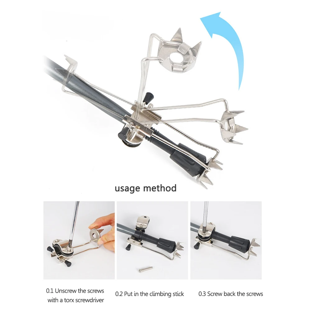 Crampones con garra para caminar, puntas de bastón para bastón de senderismo de acero inoxidable, antideslizantes, antideslizantes para invierno, nieve al aire libre, montañismo
