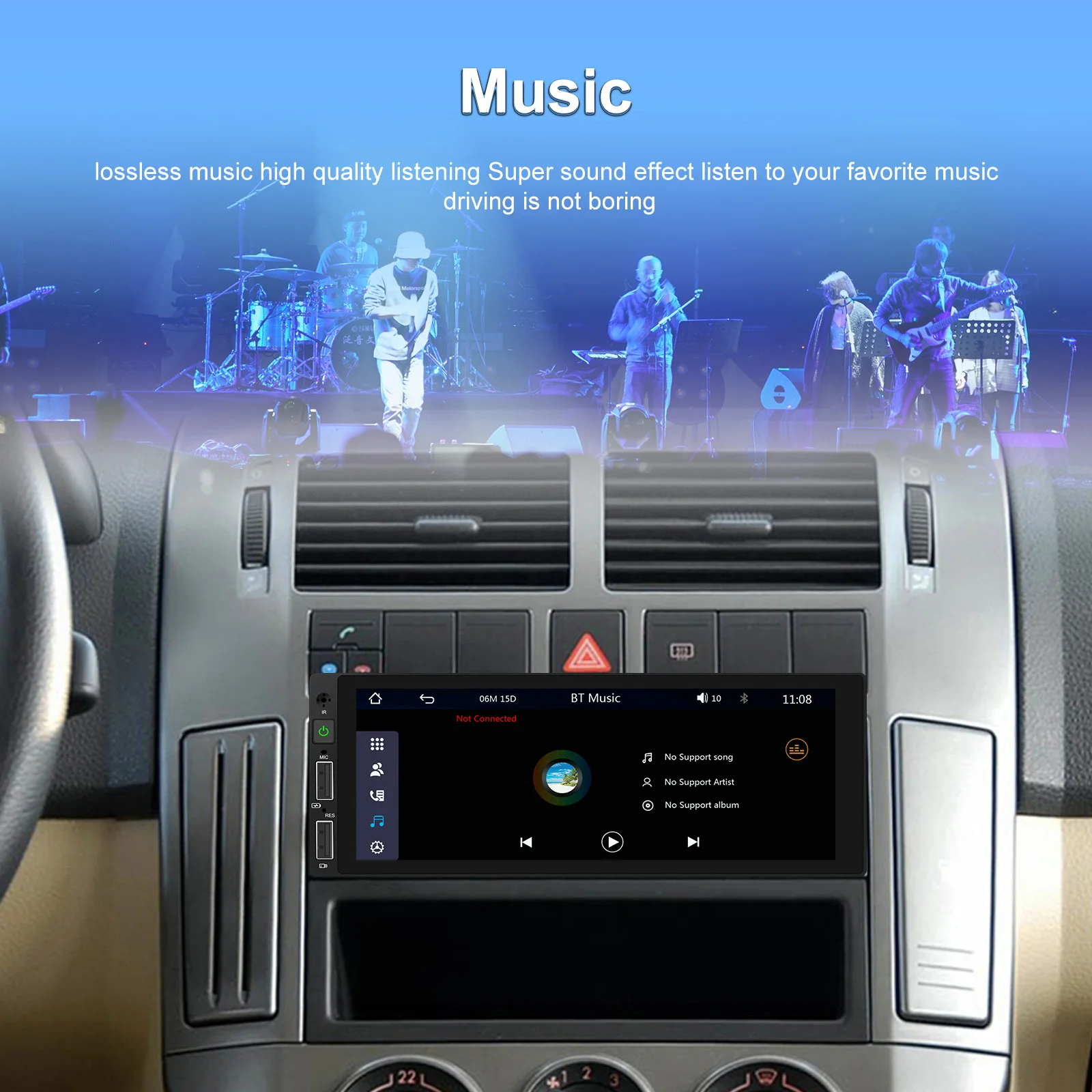 Podofo 6,86 Zoll Auto-MP5-Radio CarPlay Android Auto Intelligente Fahrzeugsysteme Mirror Link Farbige Hintergrundbeleuchtungseinstellungen BT EQ FM-Radio Stereo – Detail 14