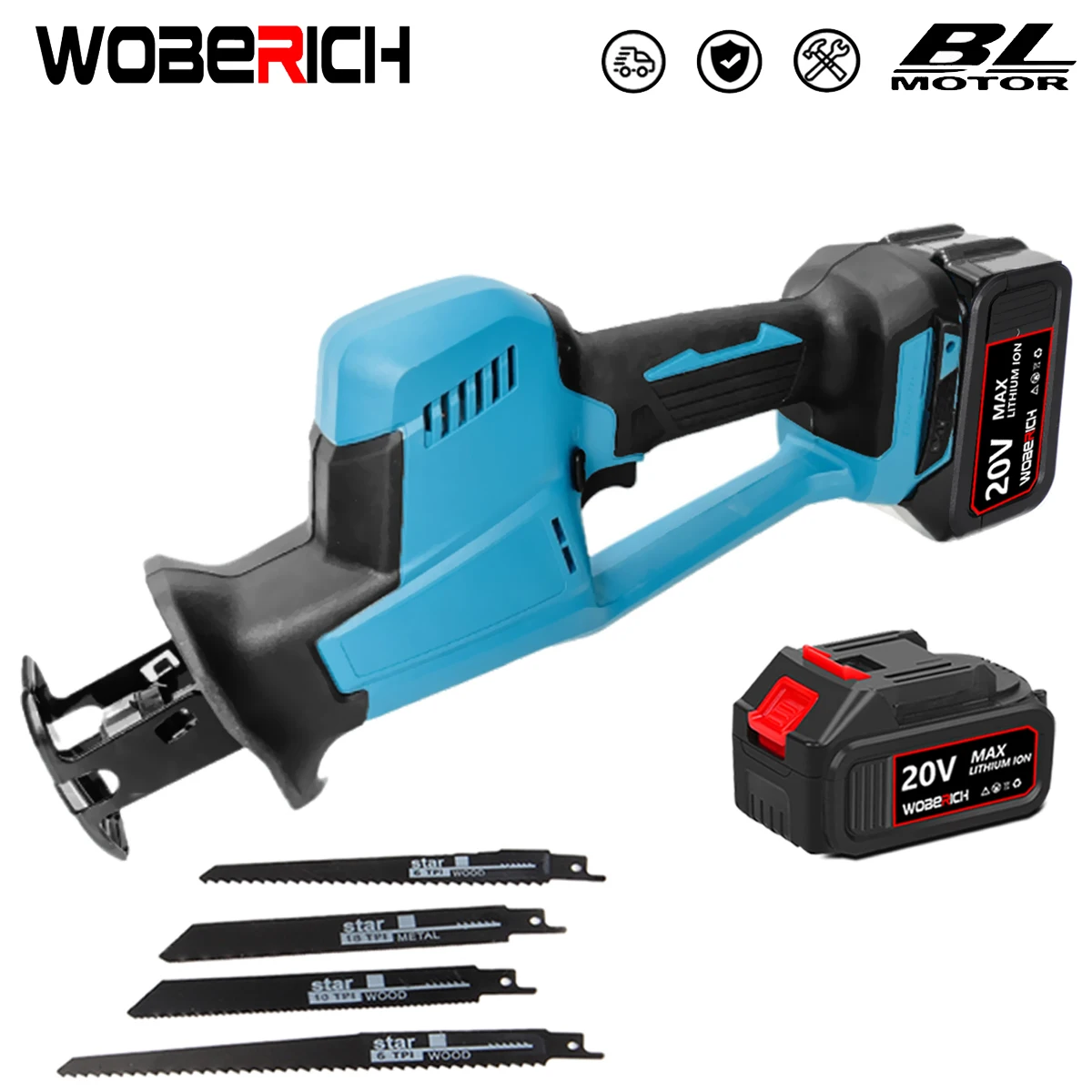 

Brushless/brushed Reciprocating Saw Cordless Reciprocating Saw Rechargeable High Power Wood For Makita/WOBERICH 18V Battery