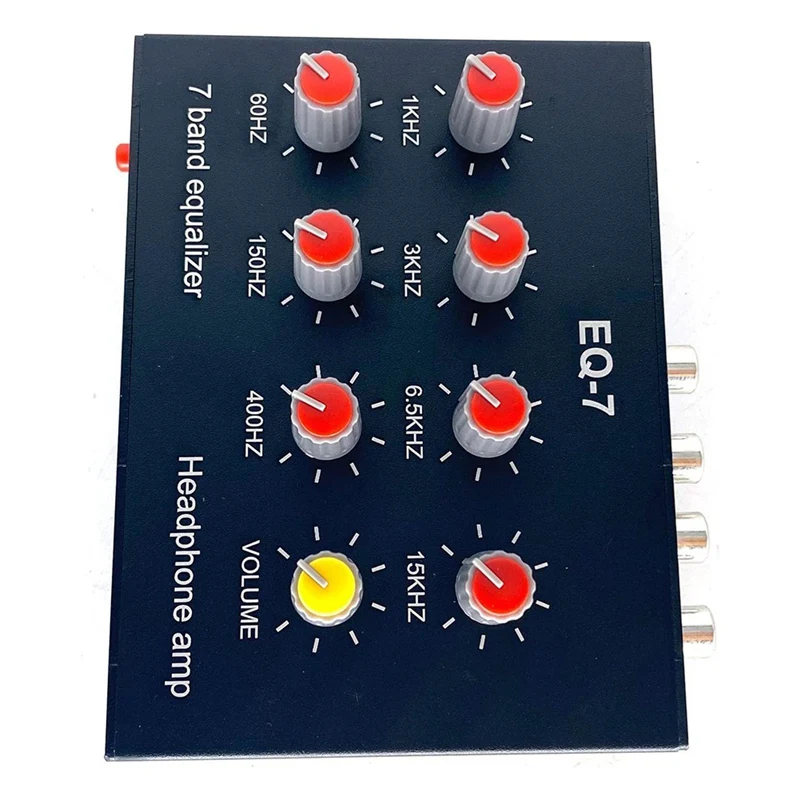 Amplificador de auriculares de señal de Audio EQ-7, ecualizador EQ de 7 bandas, ecualizador de sonido Digital de 2 canales + adaptador de corriente de 12V