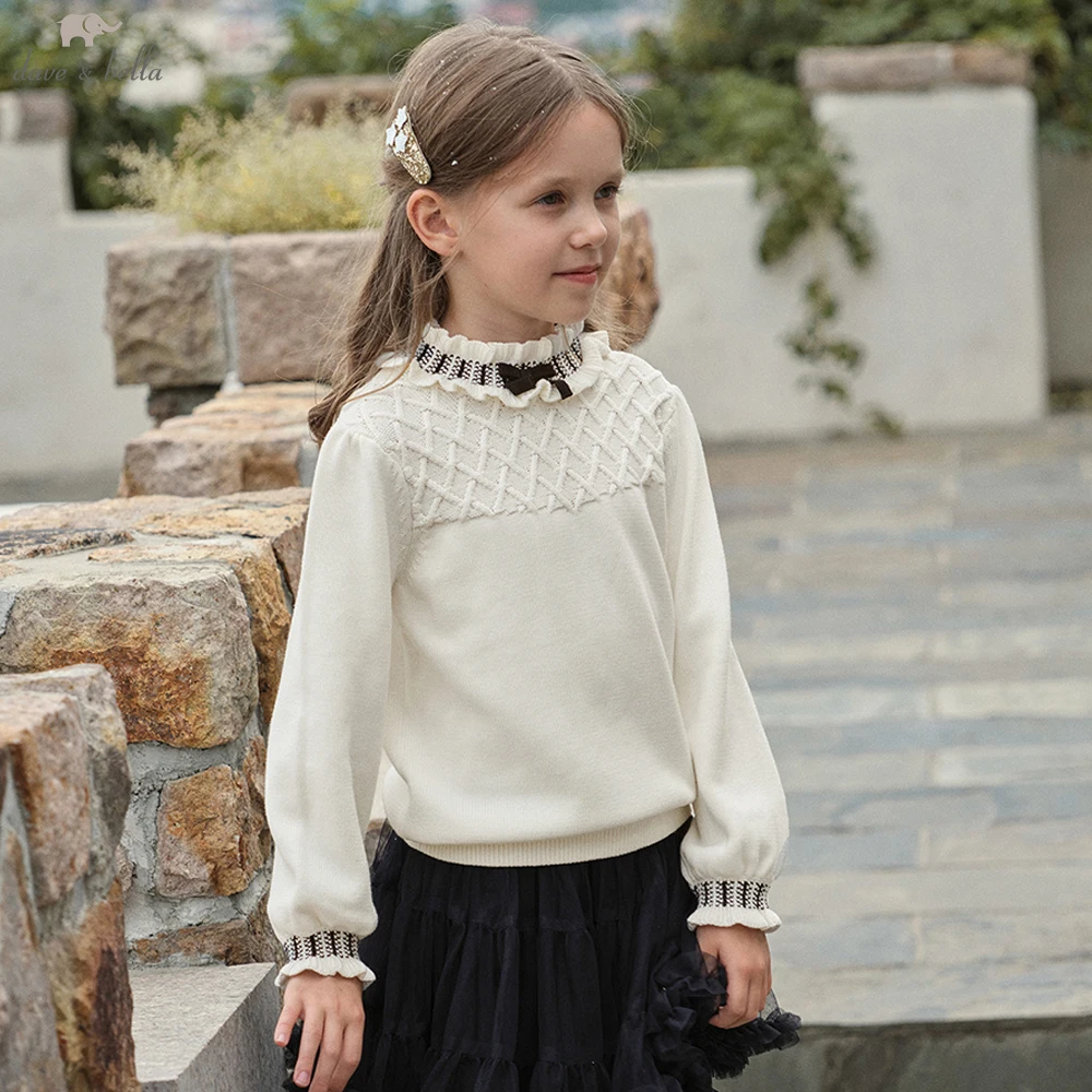 Dave Bella Children Autumn Winter Knitted Pullover Sweater for Girls Half High Collar Bottoming Sweater Kids Clothes DK4254577
