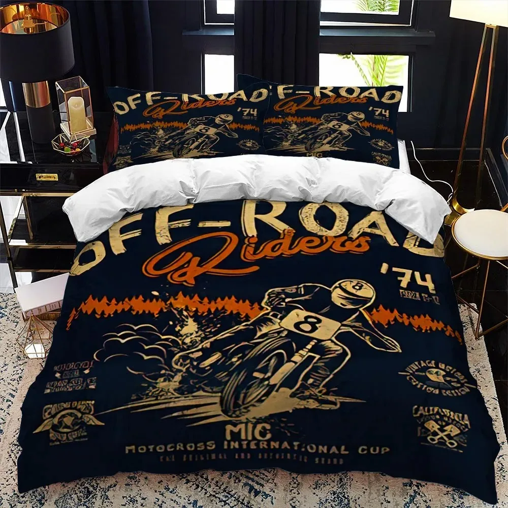 

Motorcycle Rider Bedding Set Boys Girls Twin Queen Size Duvet Cover Pillowcase Bed Adult Fashion Home Textileextile