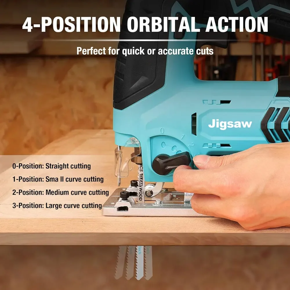 Cordless Electric Jig Saw Woodworking Battery Jigsaw 2900rpm Wood Metal Plastic Cutting Power Tools